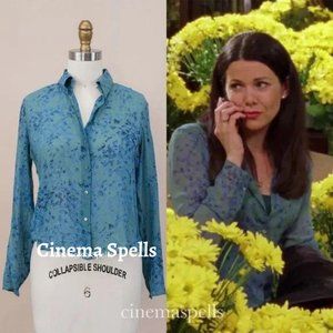 RARE Vintage '1000 Yellow Daisies' Blue Blouse As Seen On Lorelai Gilmore ASO S